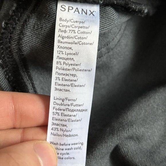 Spanx distressed black jean-ish shapewear raw hem Black Jeggings Jeans Large - Picture 11 of 11